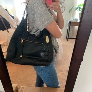 Badgley Mischka Black Leather Tote Bag